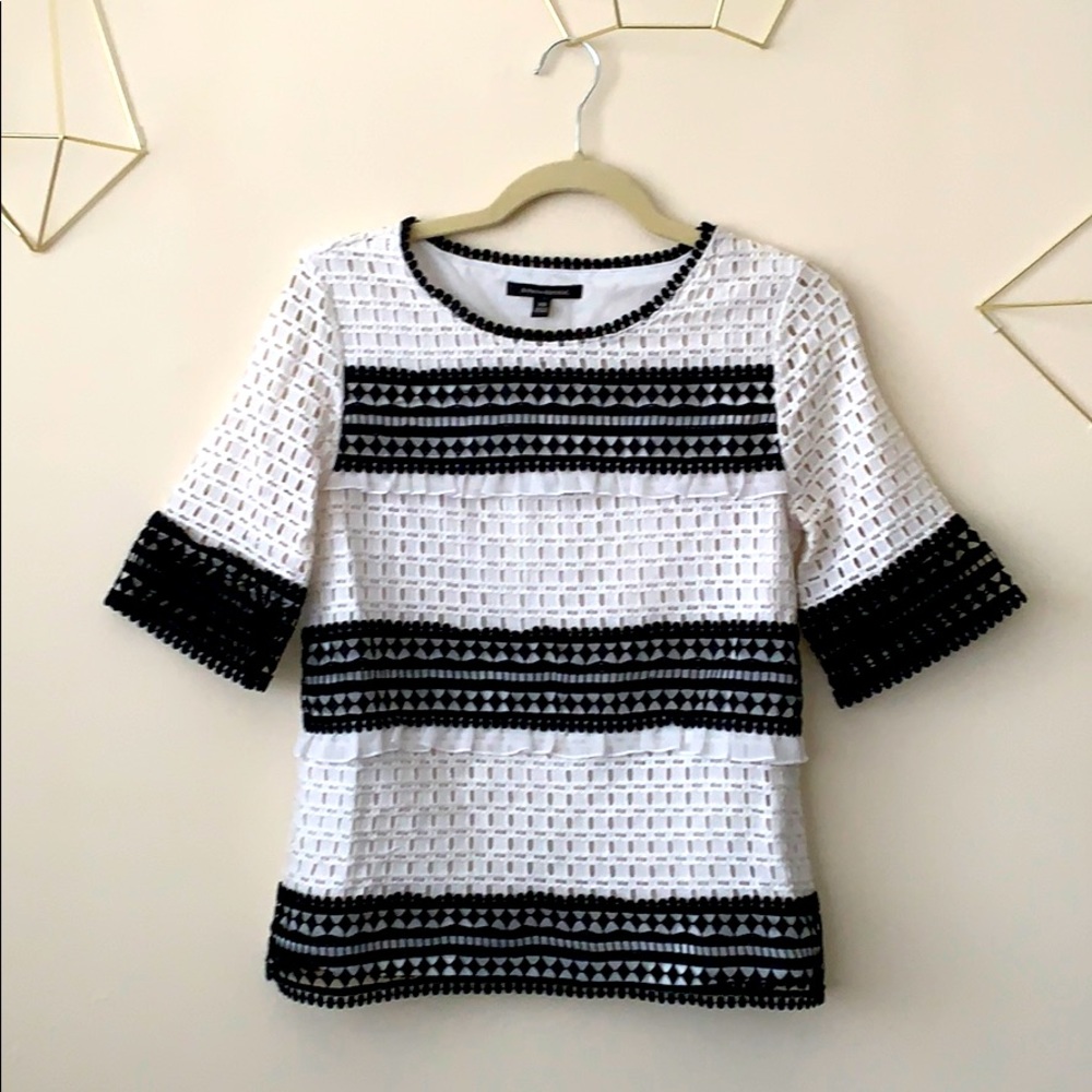 (3/$21) Banana Republic Top | Ruffle & Lace Detail